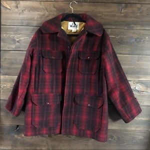 Woolrich Jacket Outer Coat Red Plaid Mens Vintage